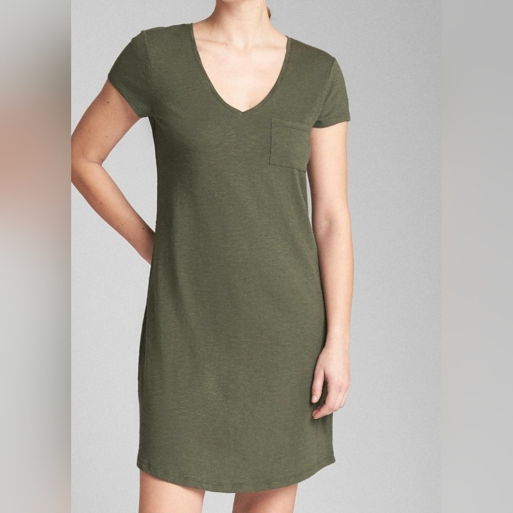 Nwt Gap Factory Pocket T-shirt Green V-Neck‎ T-Shirt Sz S Casual Travel Boho